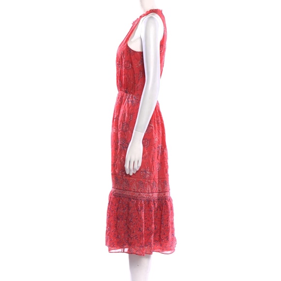 JOIE . Chara Dress NWOT size XS 100% SILK sleeveless  midi red paisley - Picture 3 of 7